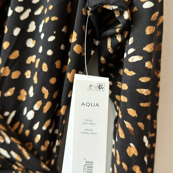 NWT Aqua Animal Print Wrap Long Sleeve Mini Dress S - Picture 6 of 11